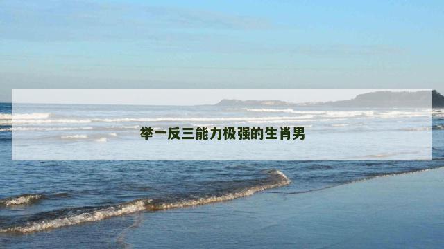 举一反三能力极强的生肖男