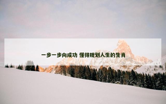 一步一步向成功 懂得规划人生的生肖
