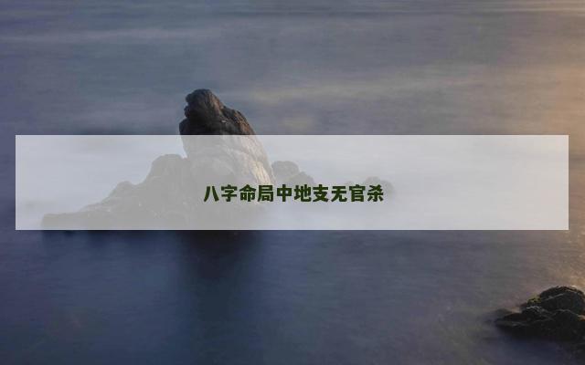八字命局中地支无官杀