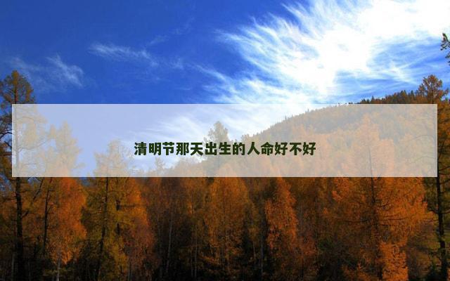 清明节那天出生的人命好不好