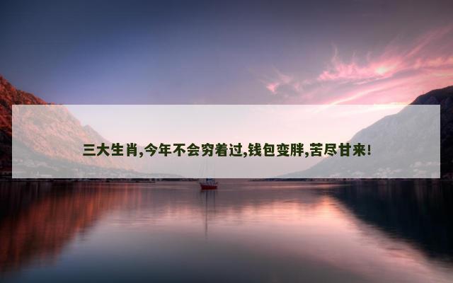 三大生肖,今年不会穷着过,钱包变胖,苦尽甘来！