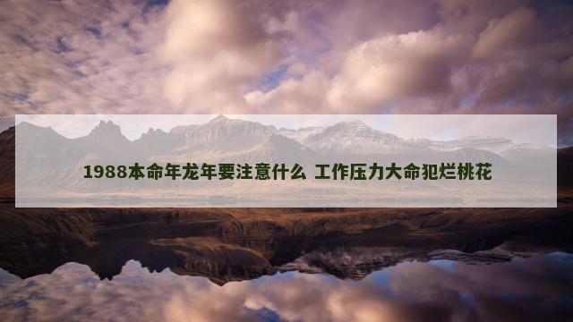 1988本命年龙年要注意什么 工作压力大命犯烂桃花