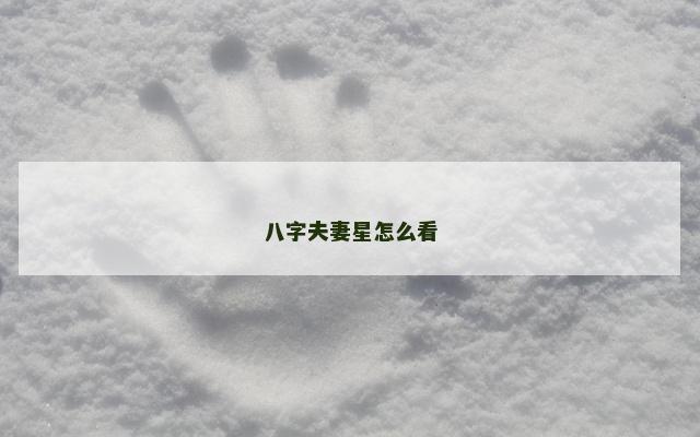 八字夫妻星怎么看