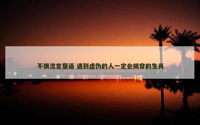 不惧流言蜚语 遇到虚伪的人一定会揭穿的生肖