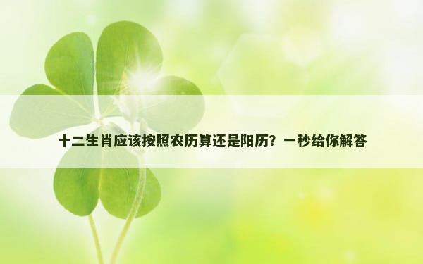 十二生肖应该按照农历算还是阳历？一秒给你解答