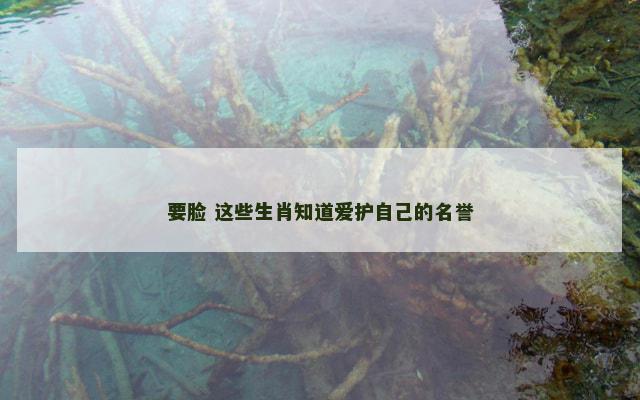 要脸 这些生肖知道爱护自己的名誉