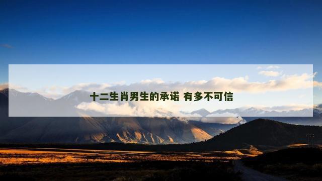 十二生肖男生的承诺 有多不可信