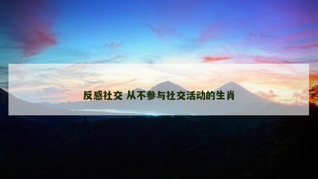 反感社交 从不参与社交活动的生肖