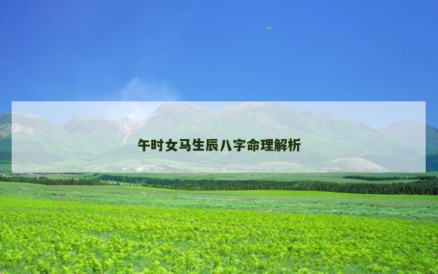 午时女马生辰八字命理解析