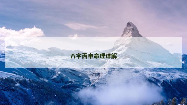 八字丙申命理详解