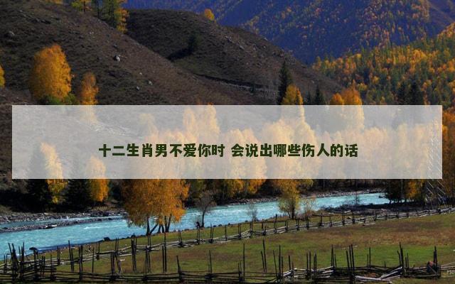 十二生肖男不爱你时 会说出哪些伤人的话