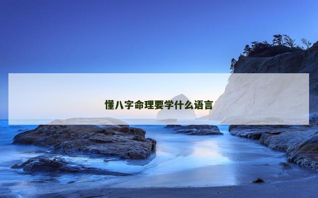 懂八字命理要学什么语言