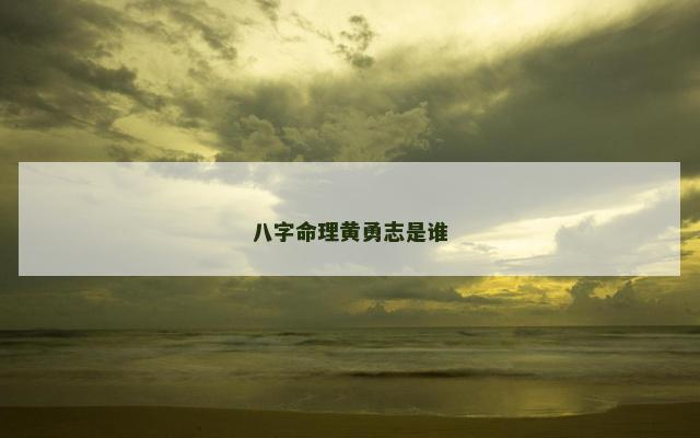 八字命理黄勇志是谁