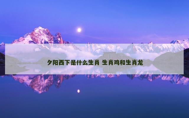 夕阳西下是什么生肖 生肖鸡和生肖龙
