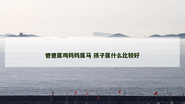 爸爸属鸡妈妈属马 孩子属什么比较好