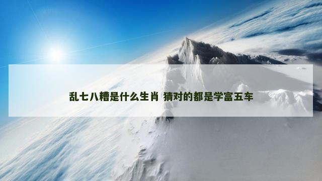 乱七八糟是什么生肖 猜对的都是学富五车