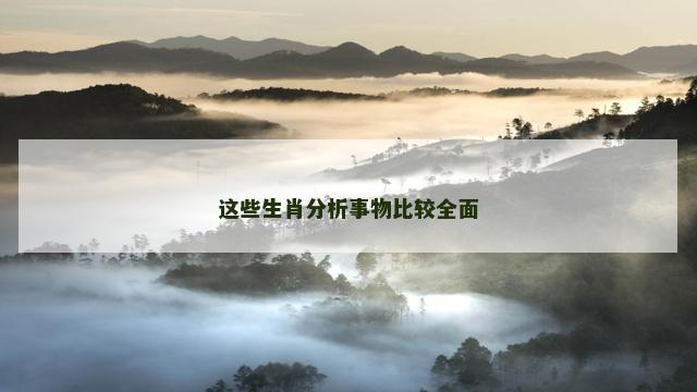 这些生肖分析事物比较全面