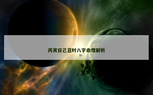 丙寅日己丑时八字命理解析