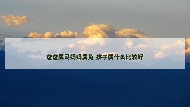爸爸属马妈妈属兔 孩子属什么比较好
