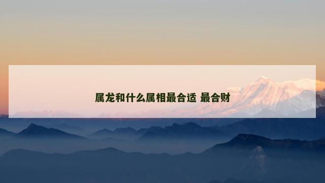 属龙和什么属相最合适 最合财