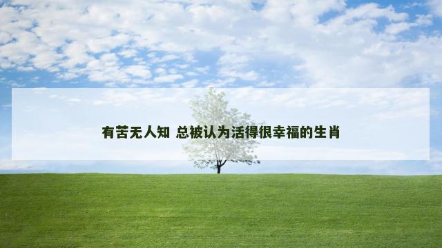 有苦无人知 总被认为活得很幸福的生肖