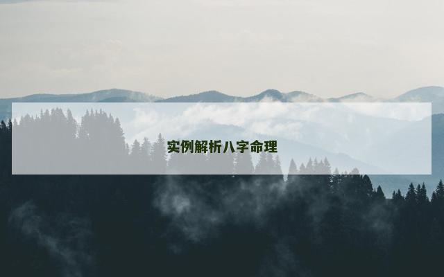 实例解析八字命理