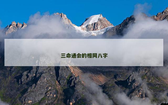 三命通会的相同八字