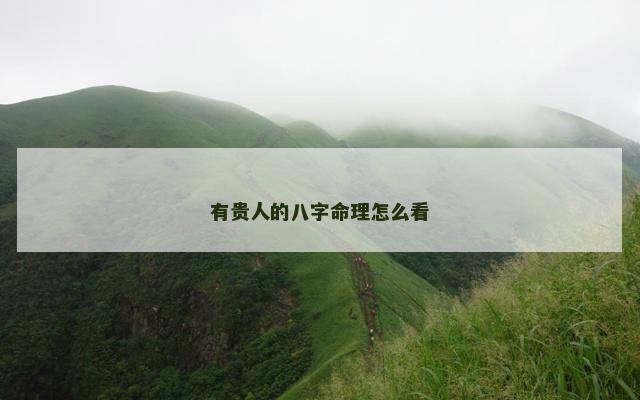 有贵人的八字命理怎么看