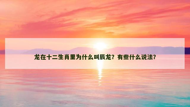 龙在十二生肖里为什么叫辰龙？有些什么说法？