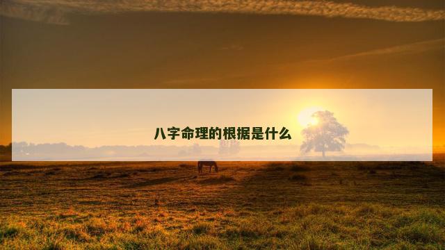 八字命理的根据是什么