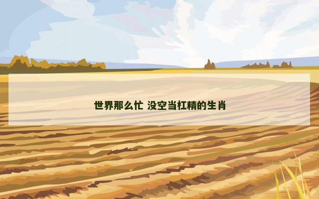 世界那么忙 没空当杠精的生肖
