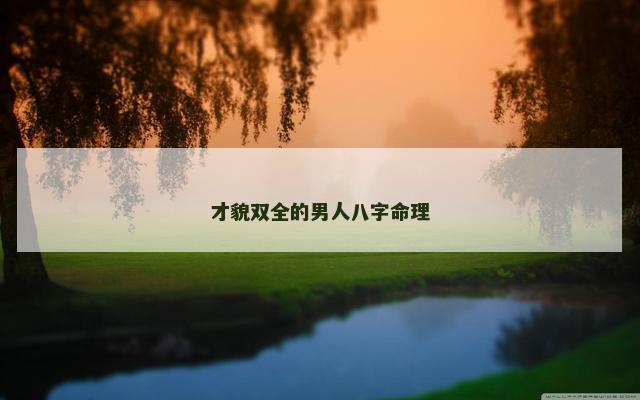 才貌双全的男人八字命理