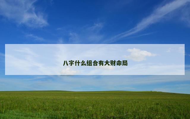 八字什么组合有大财命局
