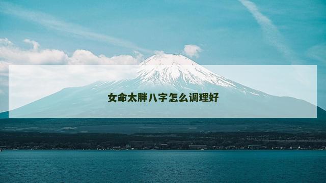 女命太胖八字怎么调理好