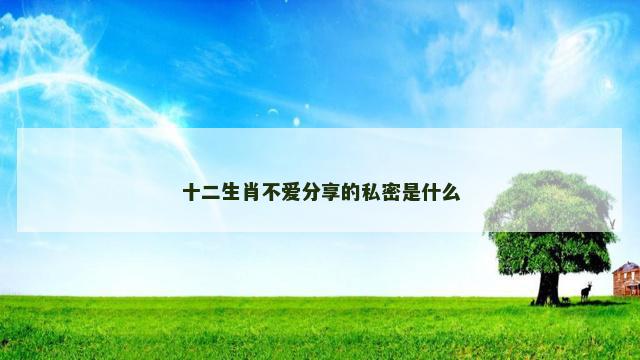 十二生肖不爱分享的私密是什么