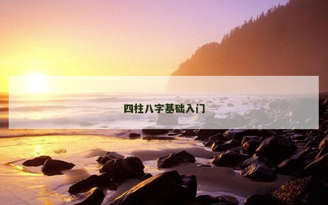 四柱八字基础入门