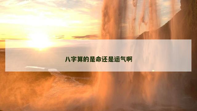 八字算的是命还是运气啊