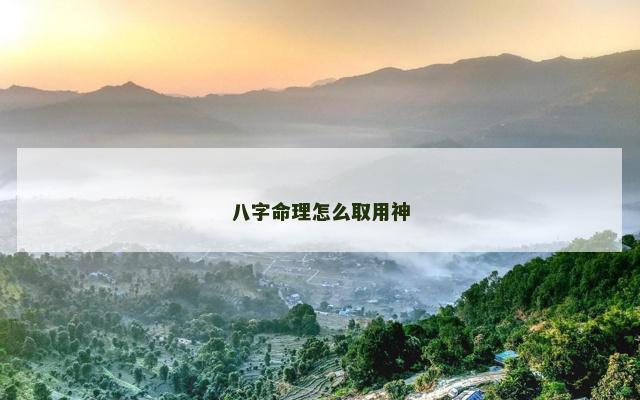 八字命理怎么取用神