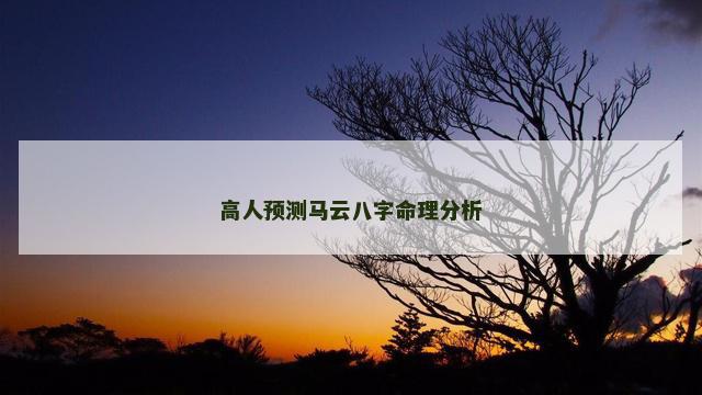 高人预测马云八字命理分析