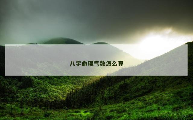 八字命理气数怎么算