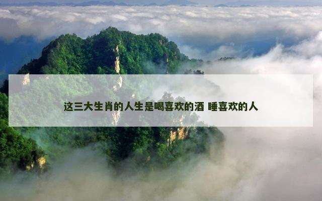 这三大生肖的人生是喝喜欢的酒 睡喜欢的人