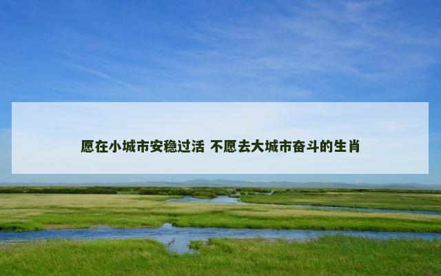 愿在小城市安稳过活 不愿去大城市奋斗的生肖