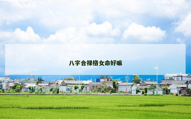 八字合禄格女命好嘛