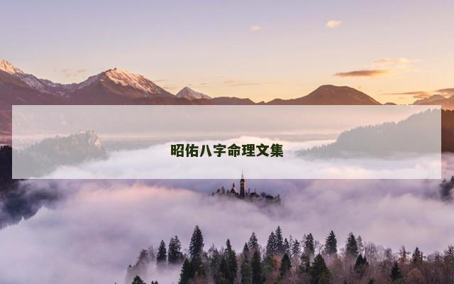 昭佑八字命理文集