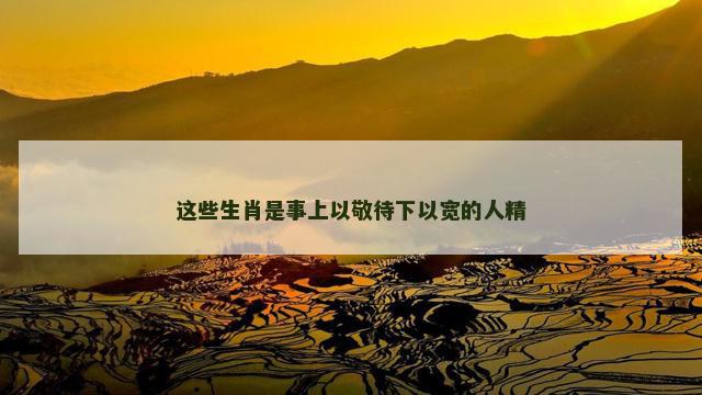 这些生肖是事上以敬待下以宽的人精
