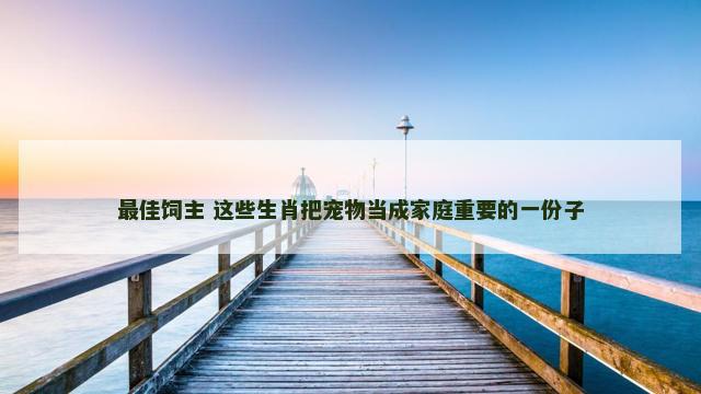 最佳饲主 这些生肖把宠物当成家庭重要的一份子