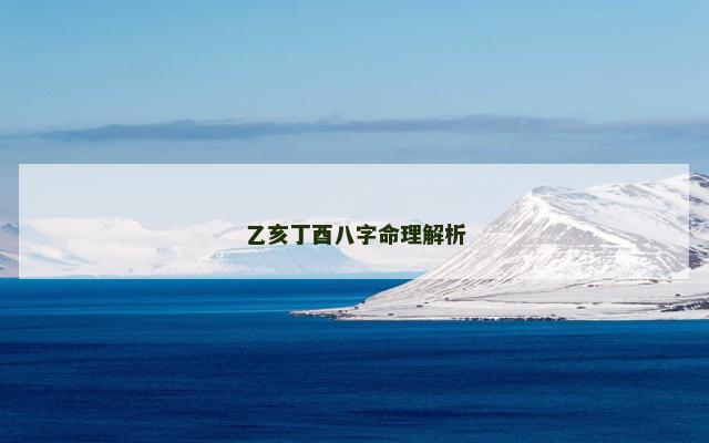 乙亥丁酉八字命理解析