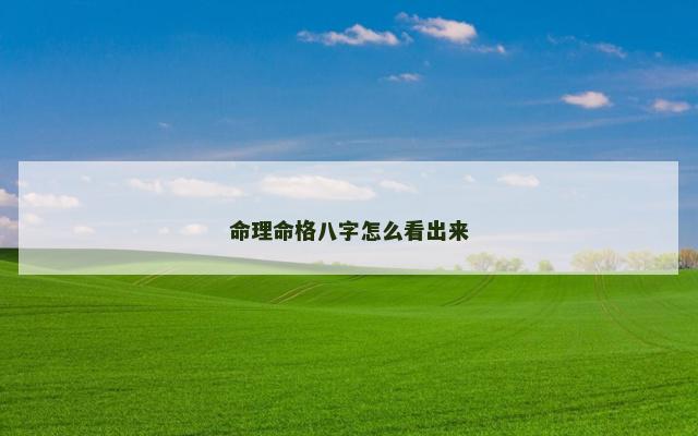 命理命格八字怎么看出来