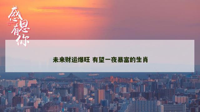 未来财运爆旺 有望一夜暴富的生肖