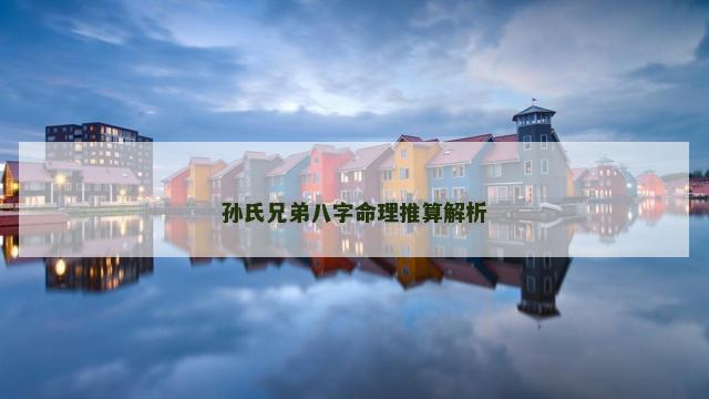 孙氏兄弟八字命理推算解析